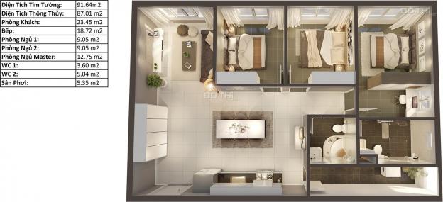 Bán gấp căn hộ 91m2, 3PN, cửa sổ Đông Bắc đẹp nhất dự án Topaz Elite, 0907705399 12924328