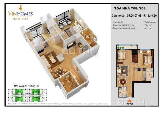 Bán căn hộ 2PN (82m2) tòa T8 - Times City, view sang quảng trường rất đẹp 13121583