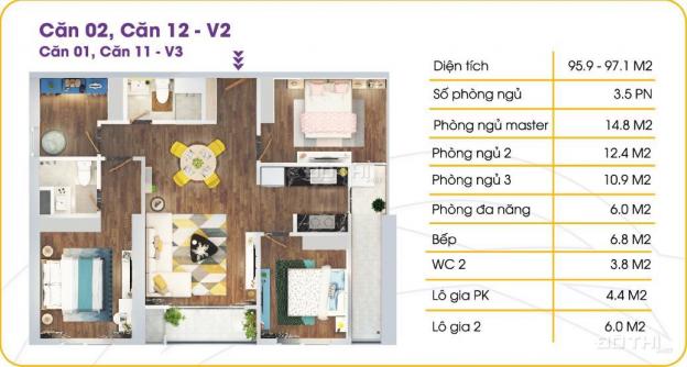 Bán suất ngoại giao căn hộ 95m2 dự án The Terra An Hưng, tầng 18 căn 3PN + 1 giá tốt nhất 13123989