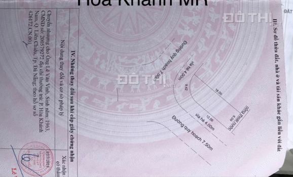 Lô góc 2 mặt tiền Hòa Khánh Mở Rộng, DT 101.1m2 giá 1 tỷ 9 LH 0988.677.254 13126433