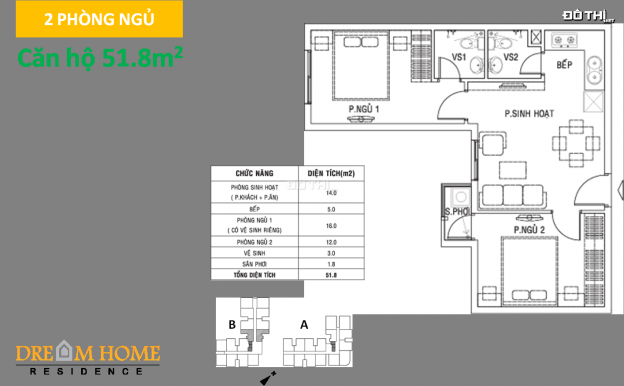 Cần bán gấp căn hộ Dream Home Residence 52m2 kèm nội thất, 2PN 2WC chỉ 1.78 tỷ 13132806