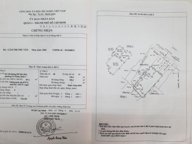 Bán nhà MT thụt 13B Hồ Hảo Hớn, P. Cô Giang, Q1, 10x20m, 50 tỷ 13137078