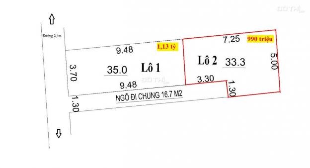 Đất 35m2 2 mặt tiền ô - tô nhỏ qua cửa, cách Quang Trung 220m, Vành đai 4 ~150m. Giá chỉ 1,13 tỷ 13158774