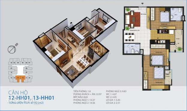 Cần bán căn 04, 3 phòng ngủ chỉ 2,4 tỷ, DT 99,4m2 thông thủy chung cư quận Hoàng Mai 13162477