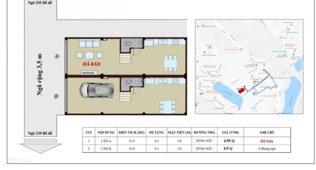 Nhà ngõ 239 Bồ Đề: 4.5 tầng, hướng Đông Bắc, có gara ô tô, giá bán 4 tỷ 900 triệu 13184722