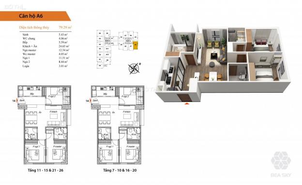 Cần nhượng lại căn A06 chung cư Bea Sky Nguyễn Xiển: 79.3m2, 3PN, ban công Đông Nam cực kỳ thoáng 13187555