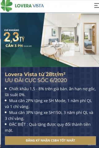 Hot! Căn hộ Lovera Vista Khang Điền 1.6 tỷ - 52 m2 - Tặng xe SH. LH: 0908991827 13189292