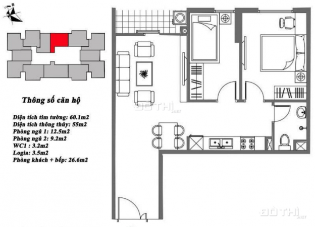 Bán căn hộ 2PN(55m2) KDT Kiến Hưng, 17tr/m2 chủ nhà cần bán luôn. Lh: E Tâm 0981274507 13196655