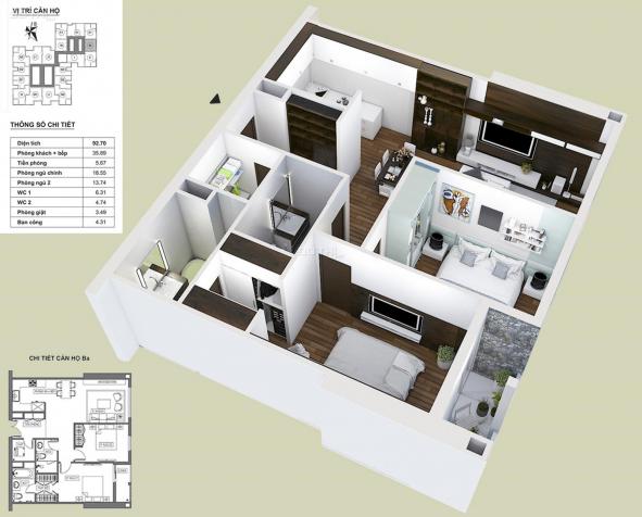 Chính chủ bán căn hộ 2 phòng ngủ, chung cư HPC Landmark 105, 92m2, giá rẻ nhất thị trường 13035014