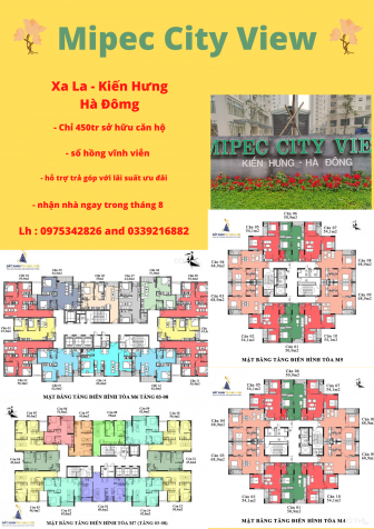 Chỉ 460tr sở hữu căn hộ tại Mipec City View Kiến Hưng - Hà Đông. LH: 0975342826 13194395