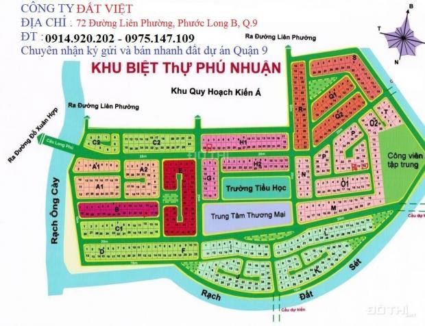 Kẹt tiền bán đất dự án khu nhà ở Phú Nhuận, Q9, DT: 239m2, giá 91 tr/m2. Đường chính 20m 11291739