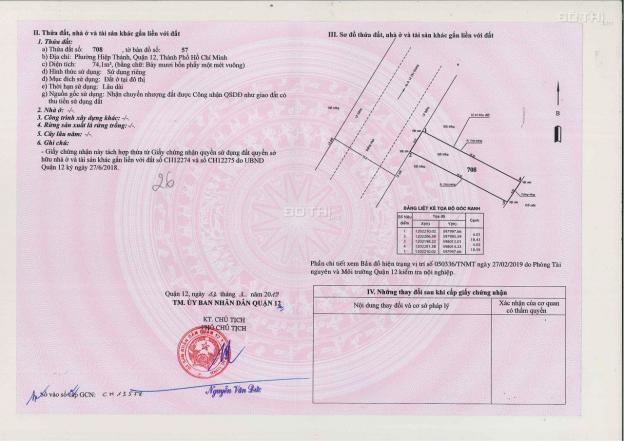 Bán lô đất 2 sẹc Hiệp Thành 45, Quận 12, 4mx19m, đường 12m, giá 3 tỷ 380tr 13247558