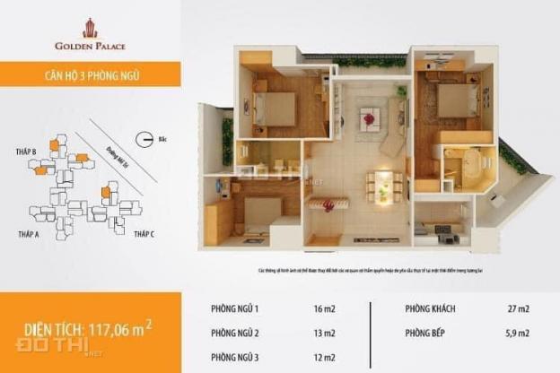 Cần bán gấp căn hộ chung cư cao cấp tại Golden Palace tòa C diện tích 116.3m2, giá 3.5 tỷ 13272079