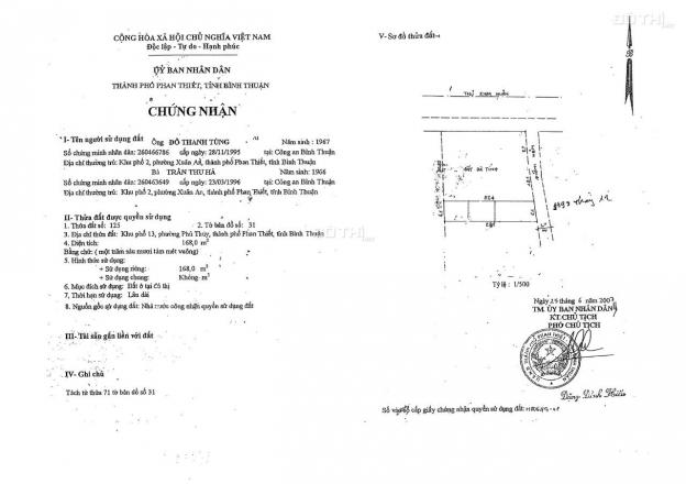 Cần bán 1000 m2 thổ cư tại Thủ Khoa Huân, Phan Thiết 13290514