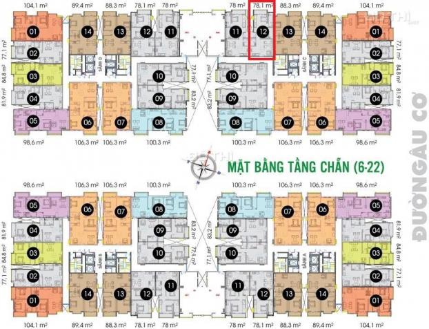 Cần bán gấp chung cư Oriental Plaza Âu Cơ, Tân Phú, DT 78.1m2, 2PN, giá 2.62 tỷ 13323303