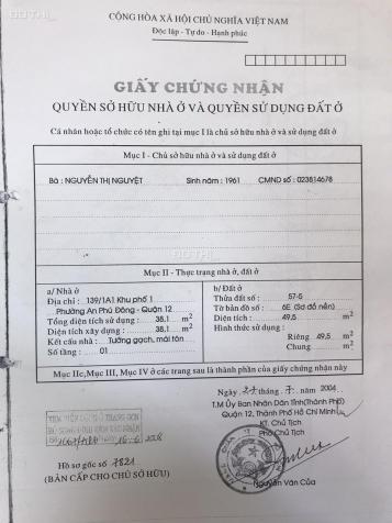 Bán nhà riêng An Phú Đông, Quận 12 cách cầu An Lộc 700m qua Gò Vấp diện tích 49.5m2 13340523