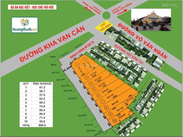 Chính chủ cần bán gấp lô đất ngay chợ Thủ Đức đường Hồ Văn Tư chỉ với 63.5tr/m2 sổ riêng, TC 100% 13296146