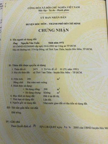 Bán xưởng MT Thới Tam Thôn 6 Hóc Môn, DTCN 879m2, đường xe công, giá 21 tỷ 13378431