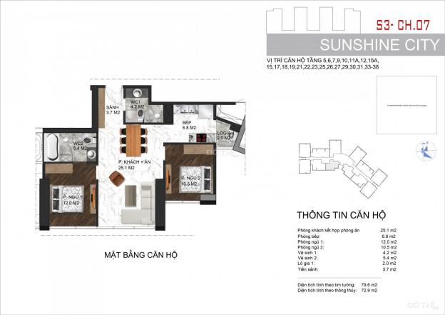 Duy nhất căn 2PN hướng Nam mát mẻ 72.9m2/2.9 tỷ, full NT cao cấp, nhận nhà ở ngay. LH 0966836567 13385124