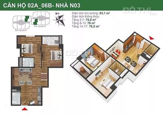 Chính chủ cần bán căn chung cư tầng 7 toà N03A khu K35 TM DT: 75.5m2, cho thuê 7.5tr/tháng, 29tr/m2 13417953