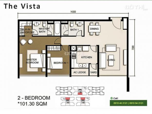 Cần bán căn hộ cao cấp tại The Vista An Phú có DT 101.3m2, căn hộ tầng thấp tại block T2 13419030
