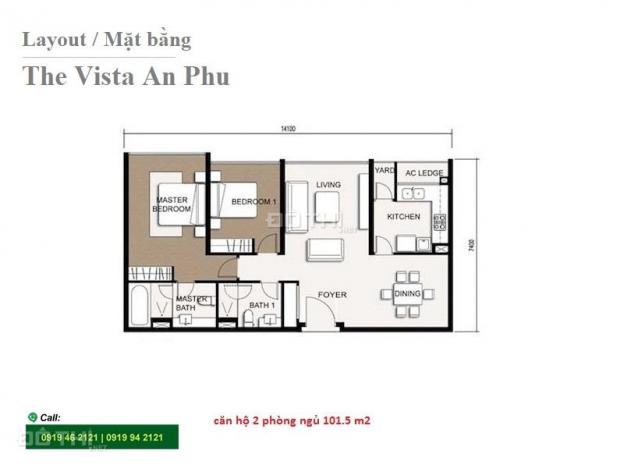 Căn hộ cao cấp Vista An Phú, 101m2, 2PN, view hồ bơi, 4.3 tỷ 13433366