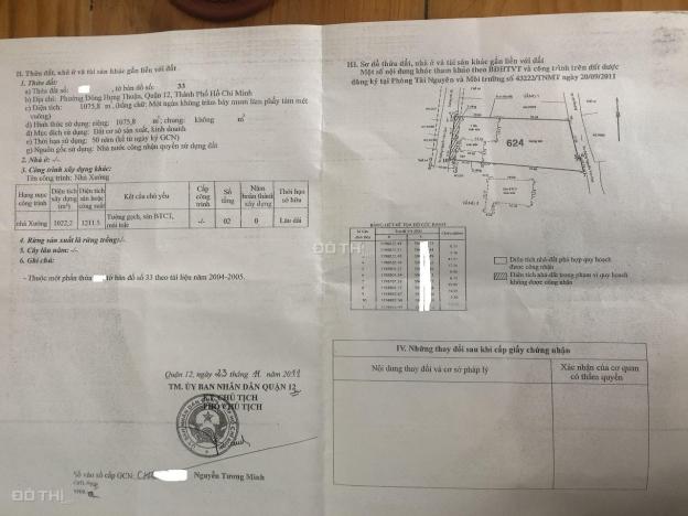 Bán xưởng 1075m2 Nguyễn Văn Quá p. Đông Hưng Thuận Q12, rẻ 36 tỷ 13456314