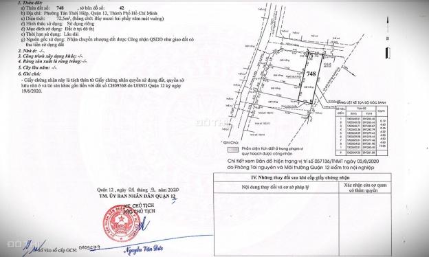 Bán lô đất chính chủ - Hẻm xe hơi - Nguyễn Văn Quá Q12 13460337