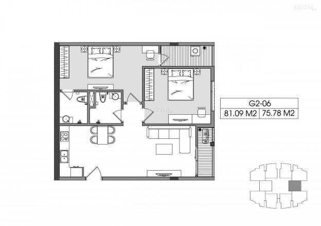 Bán căn hộ 76m2, thiết kế 2PN 2vs, giá chỉ 1,8 tỷ nhận nhà ở ngay, giáp Vinhomes Riverside 13494582