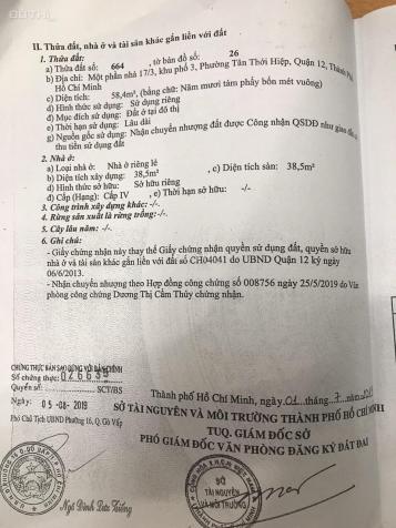 Cần tiền trả nợ bán rẻ hơn thị trường căn nhà 58m2, P. Tân Thới Hiệp, Q12, giá 2,8 tỷ 13509548