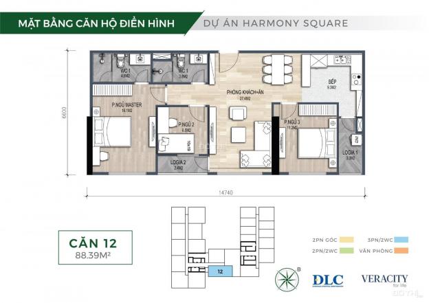 Bán căn hộ 3PN Harmony Square Nguyễn Tuân. Giá chỉ từ 3,3 tỷ, CK lên tới 5% GTCH, NH hỗ trợ LS 0% 13571862