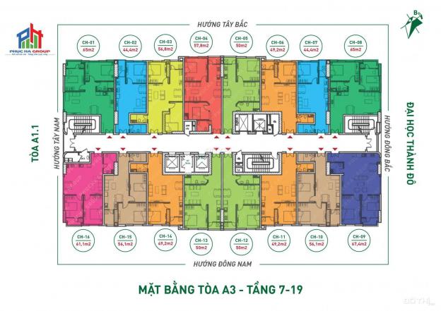 Bán căn hộ chung cư tại dự án THT New City, Hoài Đức, diện tích 70m2 giá 14.7 triệu/m2 13610597