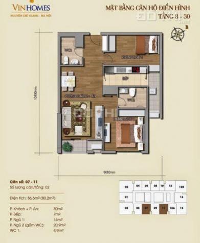 Bán căn hộ chung cư Vinhomes Nguyễn Chí Thanh, 2 phòng ngủ, ban công ĐN, giá chỉ 5.1 tỷ, SĐCC 13612029