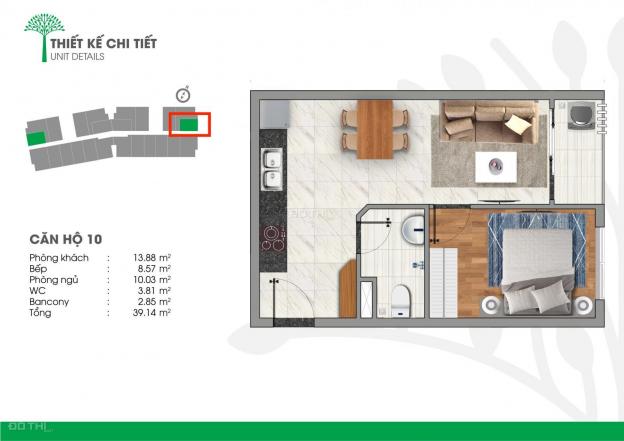 Cần bán căn 1PN DT 40m2, giá 1 tỷ đã vat, trả trước 400tr nhận nhà ở ngay tháng 9/2021 13616835