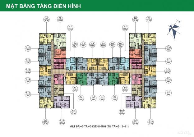 Bán lại căn hộ chung cư 282 Nguyễn Huy Tưởng, tầng 1007, DT 64.9m2 giá 1 tỷ 68/căn: 0936071228 13634277