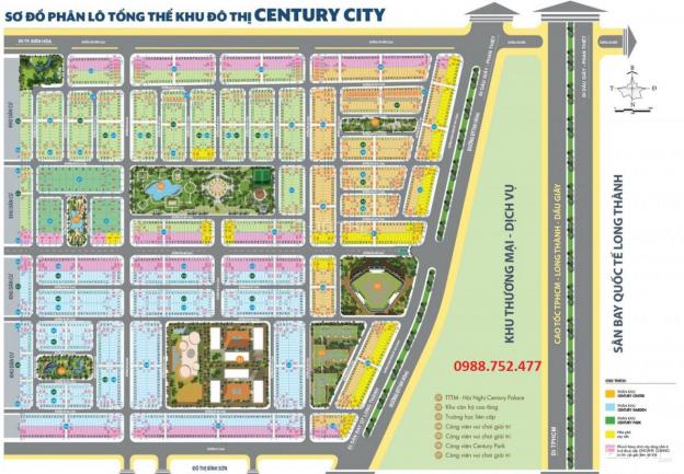 Bán đất nền dự án tại dự án Century City, Long Thành, Đồng Nai diện tích 100m2 giá 18 triệu/m2 13643931