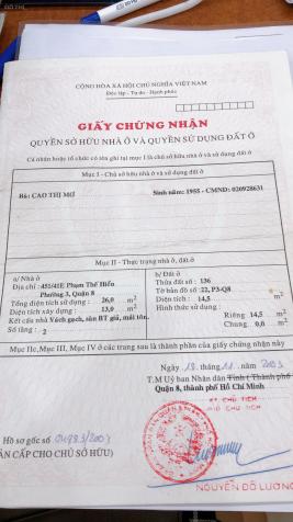 Bán nhà mới vô ở liền 451/41E Phạm Thế Hiển, P3, Q8, gần cầu Chữ Y, 1,85 tỷ, SHR khu DCHH 13665915