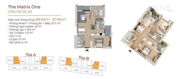 Bán căn hộ 02 dự án The Matrix One tầng trung đẹp kèm nội thất cao cấp CĐT 13667471