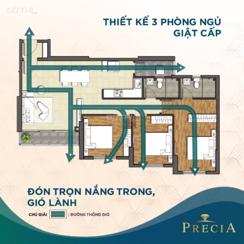 Bán căn hộ cao cấp Precia, căn 3PN, 101m2, view sông Sài Gòn 13684609