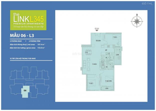 Bán căn hộ 3PN The Link 345 Ciputra giá chỉ từ 4,3 tỷ. NH hỗ trợ LS 0% trong 24 tháng, CK tới 15% 13693765