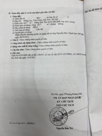 Chính chủ cần tài chính bán gấp mảnh đất 64m2 đã có sổ đỏ thôn Đồng Lạc, Tiên Dược, Sóc Sơn, Hà Nội 13706200
