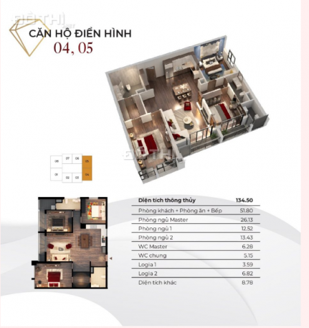 Siêu hot chính chủ bán căn 3PN/132m2 đối diện Discovery 302 Cầu Giấy. Giá 4,7 tỷ, full đồ 13719097