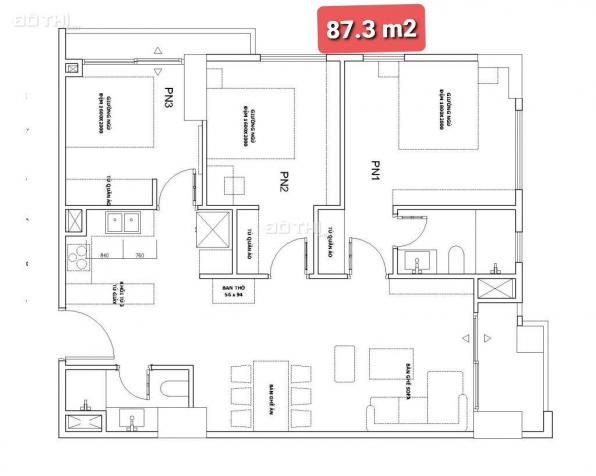 Căn góc 3 phòng ngủ (87.3m2) rẻ nhất HC Golden City, hướng Đông Nam 13736347