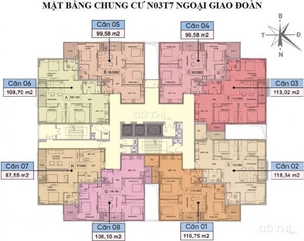 Bán căn hộ 3PN - 99.58m2 - 4 tỷ tòa N03 - T7 Ngoại Giao Đoàn, bàn giao ngay. LH 0938.224.286 13883768