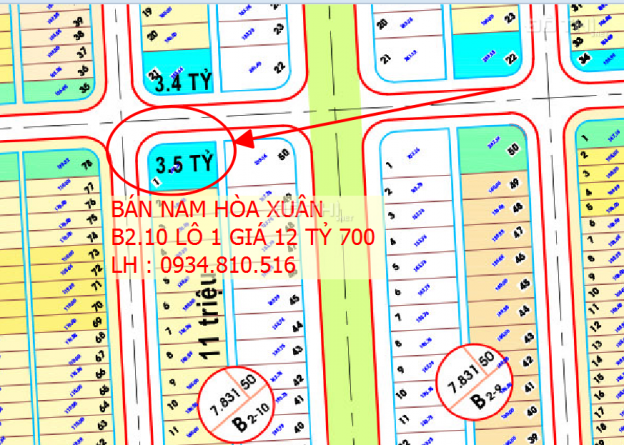 Cần bán góc 2mt đường 7m5 khu Nam Hòa Xuân - Hòa Quý - Đồng Nò 13922501