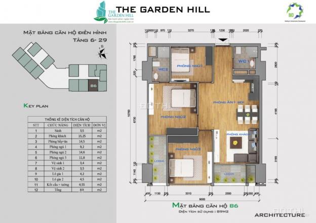 Bán CC cao cấp The Garden Hills, giá bình dân, DT 89m2, 3 ngủ, 2 VS, full nội thất 13925773