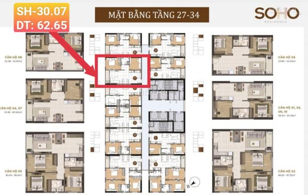 Bán căn hộ 2PN Soho Residence 62m2, Đông Bắc giá tốt, vào ở ngay 13948808