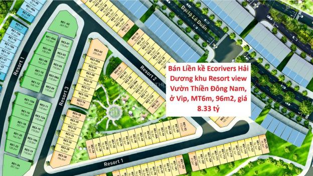 Bán Liền kề Ecorivers Hải Dương khu Resort view Vườn Thiền Đông Nam, ở vip, 96m2, giá 7.8 tỷ 13966838
