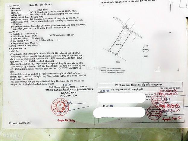 Bán nhà mới ở liền Ấp 3, Hưng Long, Bình Chánh gần UBND xã Hưng Long 311,1m2 SHR 4,4tỷ sát mặt tiền 13967480