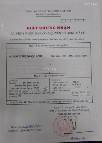 Chính chủ cần bán nhà 37,24m2 Phường Phường Đa Kao, Quận 1 14007328